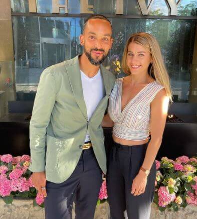 Melanie Slade with her husband Theo Walcott on their eighth wedding anniversary.